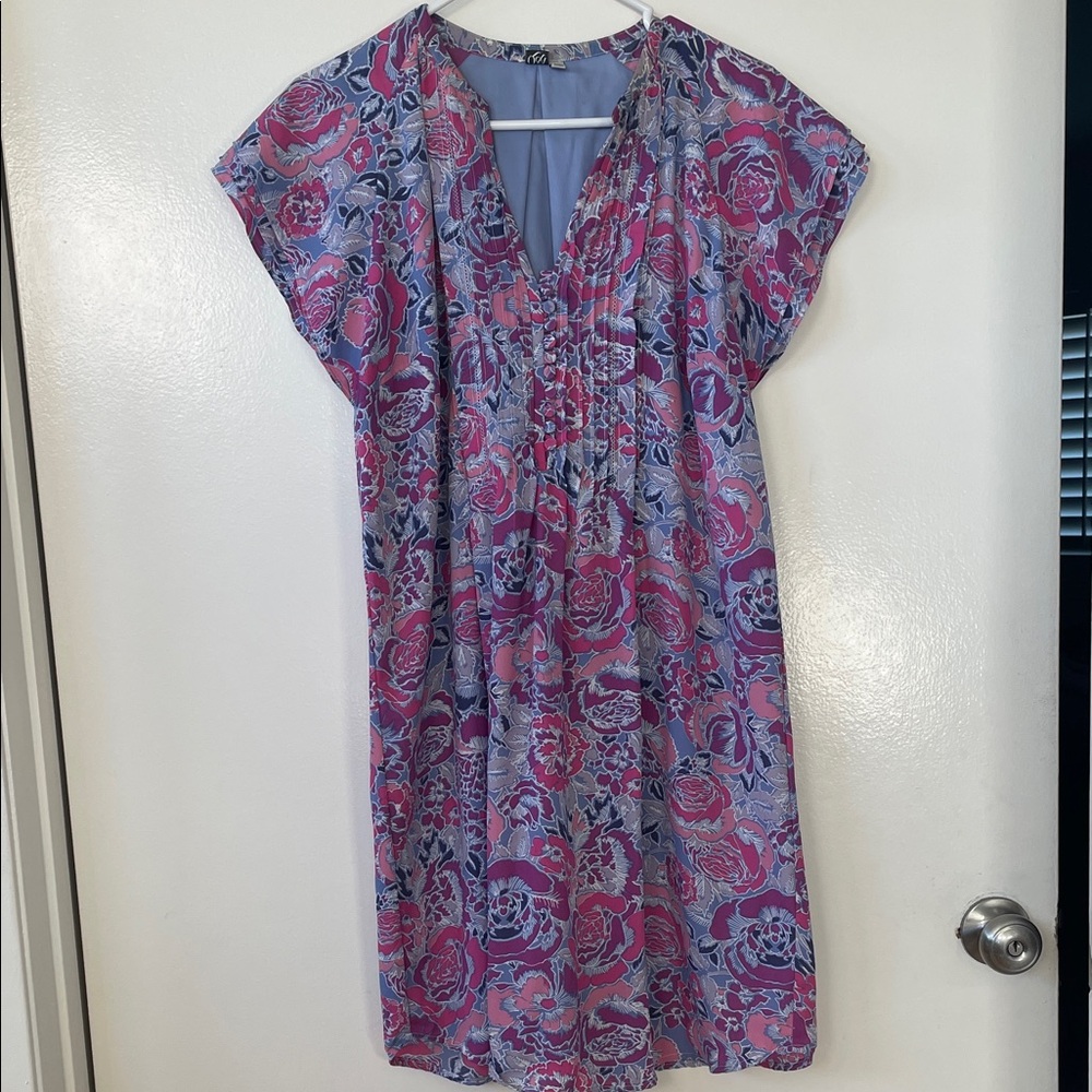Floral V-Neck Dress in Pink and Purple
